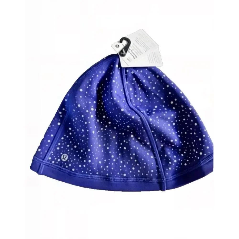 Lululemon Blue Reflective Fleece Lined Running Beanie S/M Limited Edition New